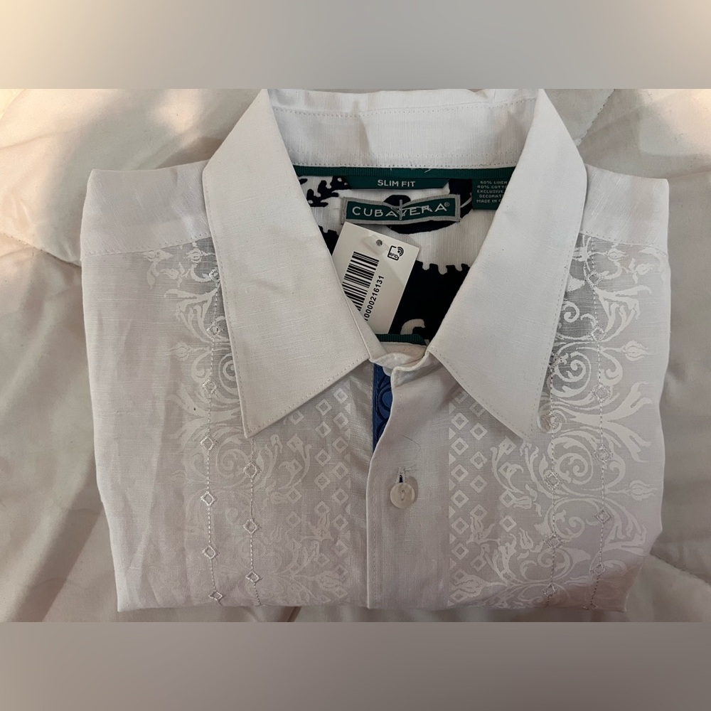 Cubavera Men's White Linen Blend Shirt